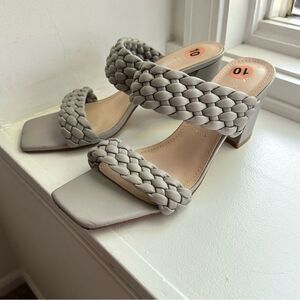 Gray Braided Sandal Heels, Anne Klein, Size 10